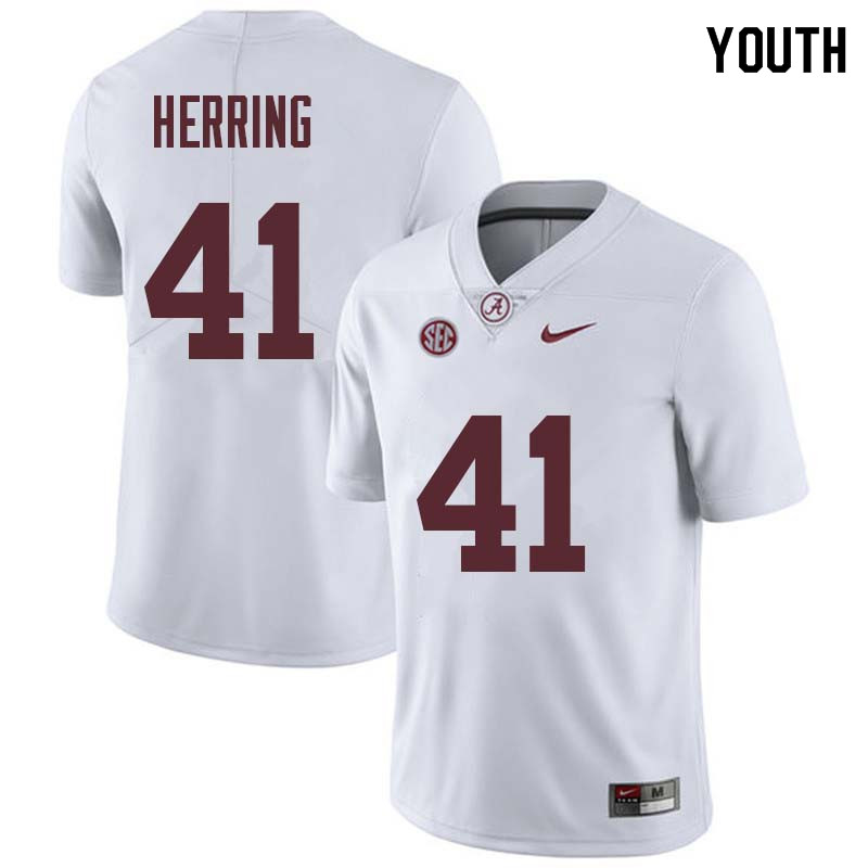 Youth #41 Chris Herring Alabama Crimson Tide College Football Jerseys Sale-White